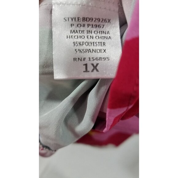 Buxom Couture Floral Long Sleeve Tiered Dress Size 1X with Pockets Spandex - Picture 4 of 14